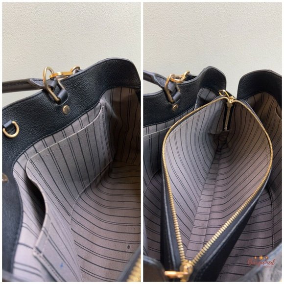 Authentic LOUIS VUITTON Black Monogram Empreinte Montaigne GM Bag W/ Strap - Picture 12 of 13